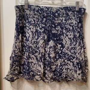 Ganni Navy and Cream Mini Skirt Size Small